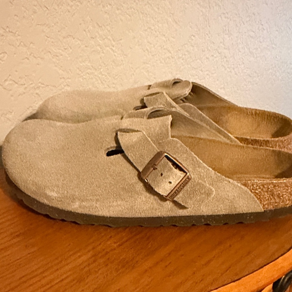 Birkenstock Taupe Suede Slip-On Clogs